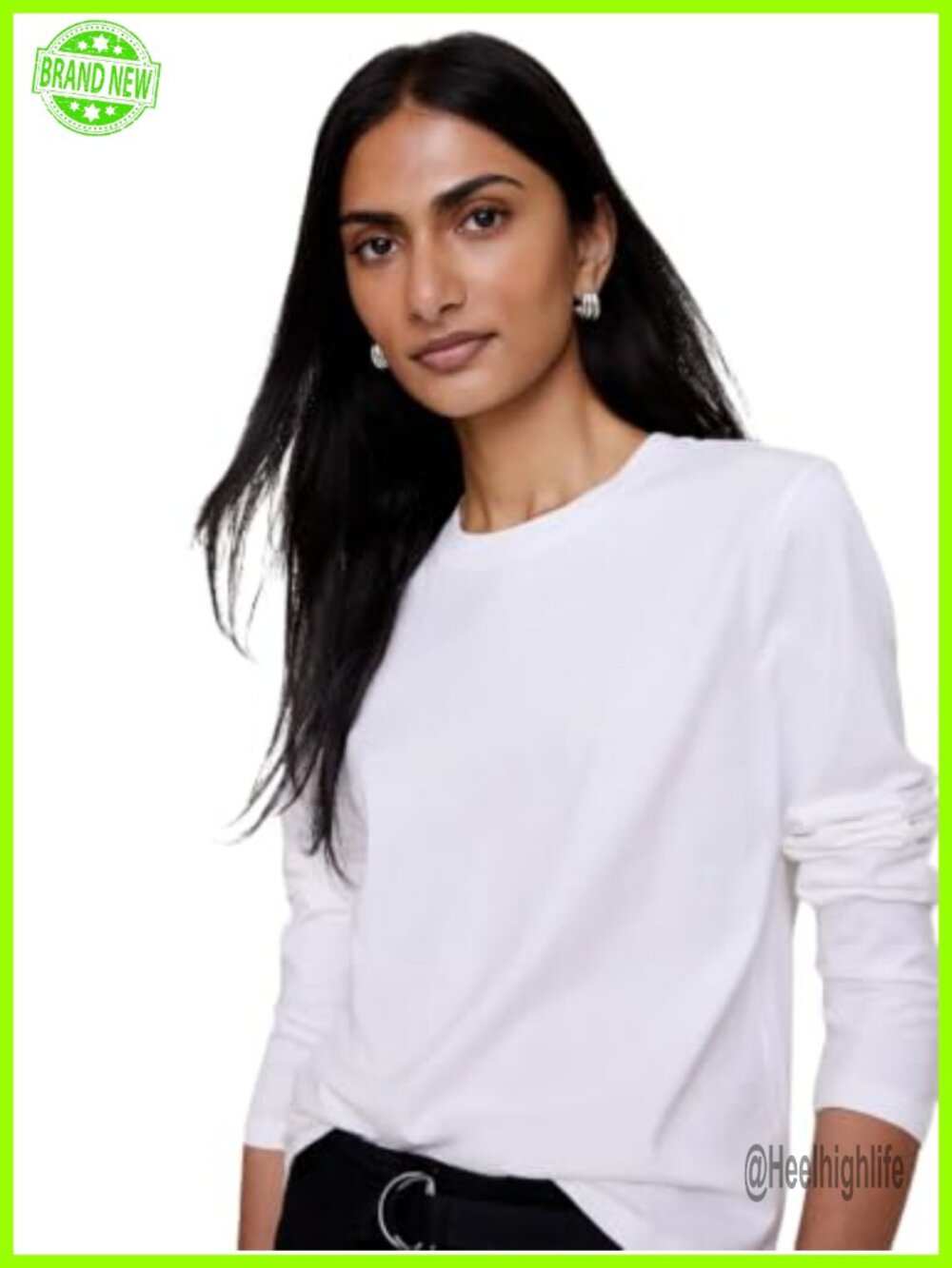 Vintage Cotton Crewneck Long Sleeve T-Shirt Relaxed Fit Everyday Tee